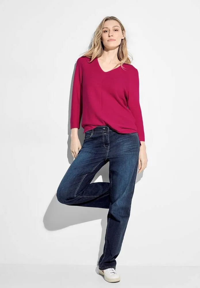 TOS Structured V Neck - Pullover con Maniche a 3/4