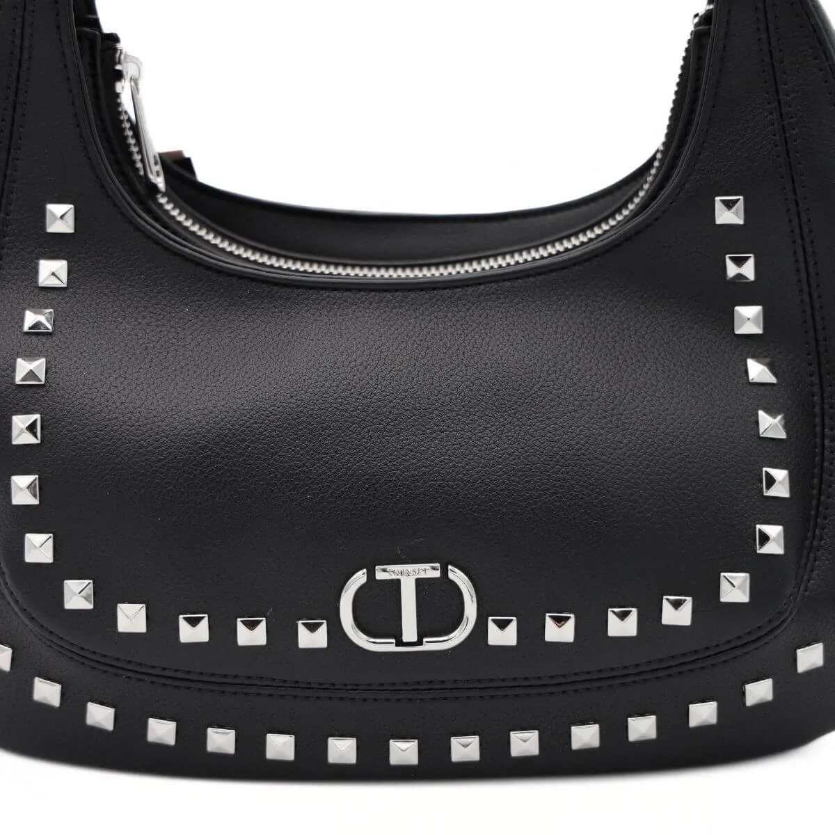 TWINSET BORSA HOBO TB7064 BORCHIE NERO  