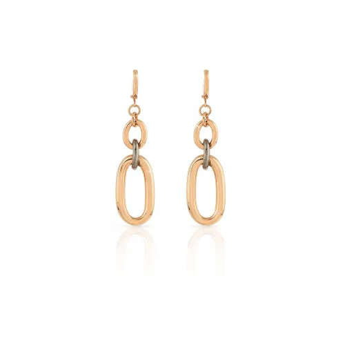 UNOAERRE | Orecchini in Bronzo Dorato Rosa e Nero