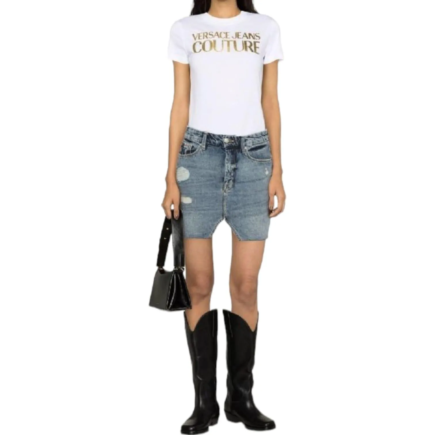 Versace  ---------    ------------ couture t-shirt logo thick foil donna - bianco