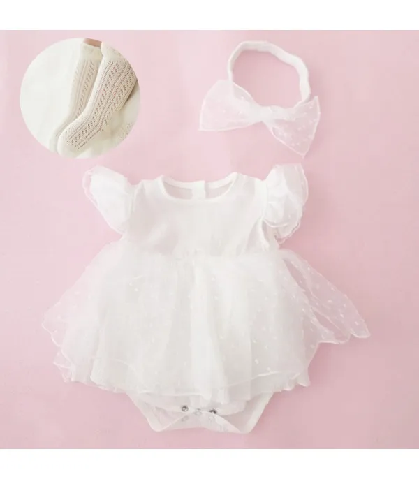 Vestitino baby littepois white