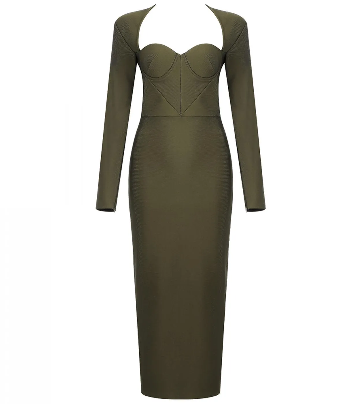 Vestito a maniche lunghe dalla fasciatura a maniche lunghe da donna nuova primavera Abito aderente con scollo a V Pacthwork Cele