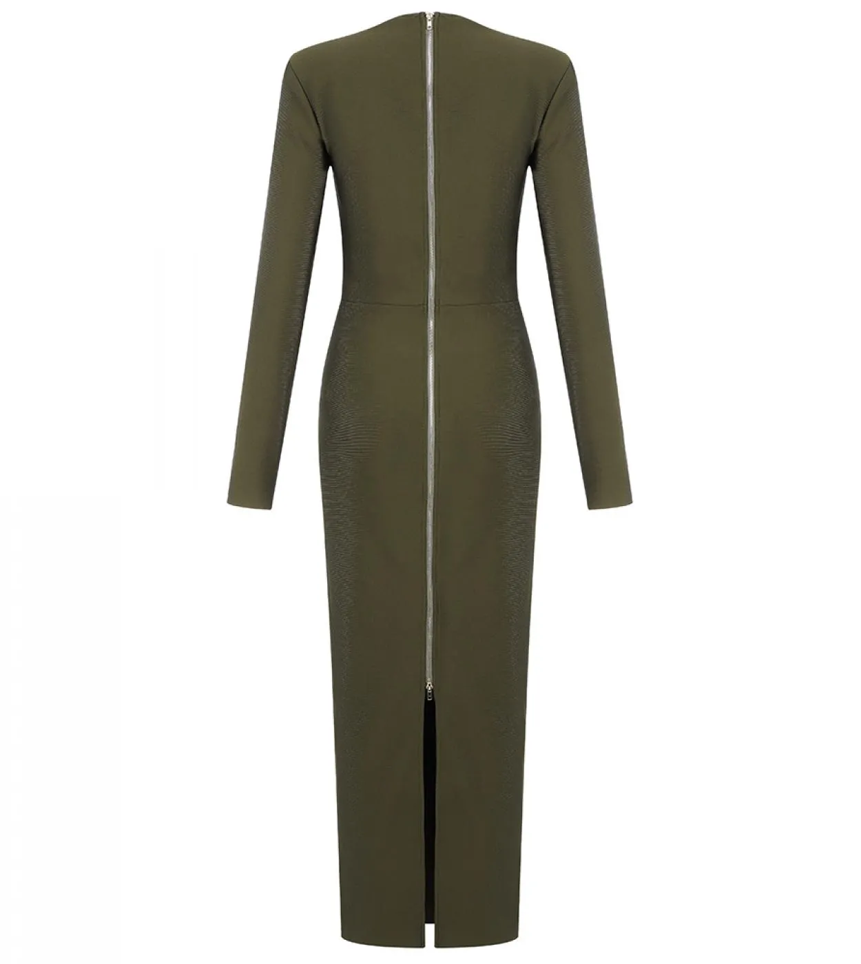 Vestito a maniche lunghe dalla fasciatura a maniche lunghe da donna nuova primavera Abito aderente con scollo a V Pacthwork Cele