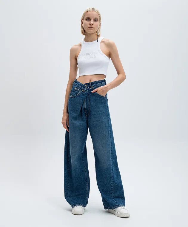 Vetements Top bianco con cicatrice con cristalli WA65TO481W