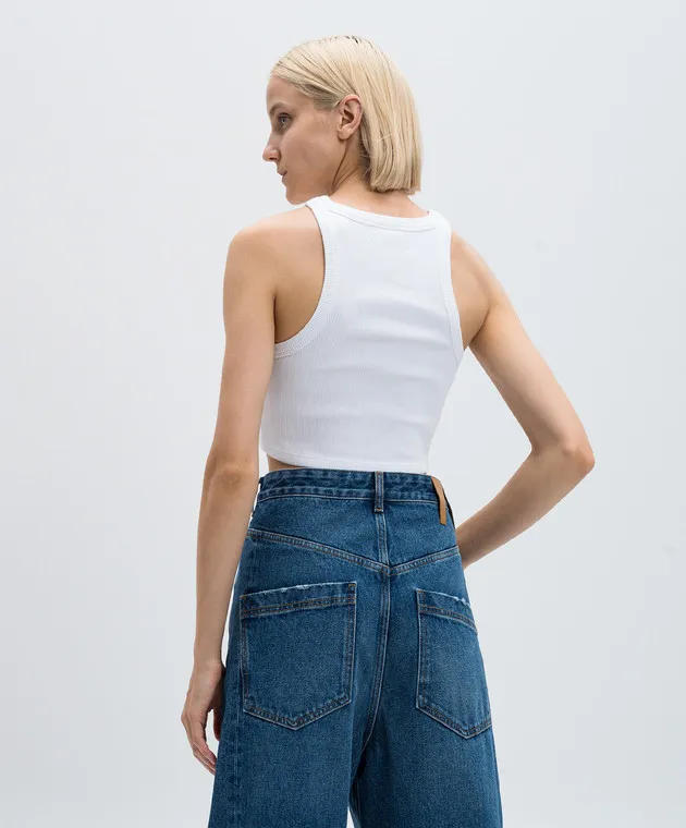 Vetements Top bianco con cicatrice con cristalli WA65TO481W