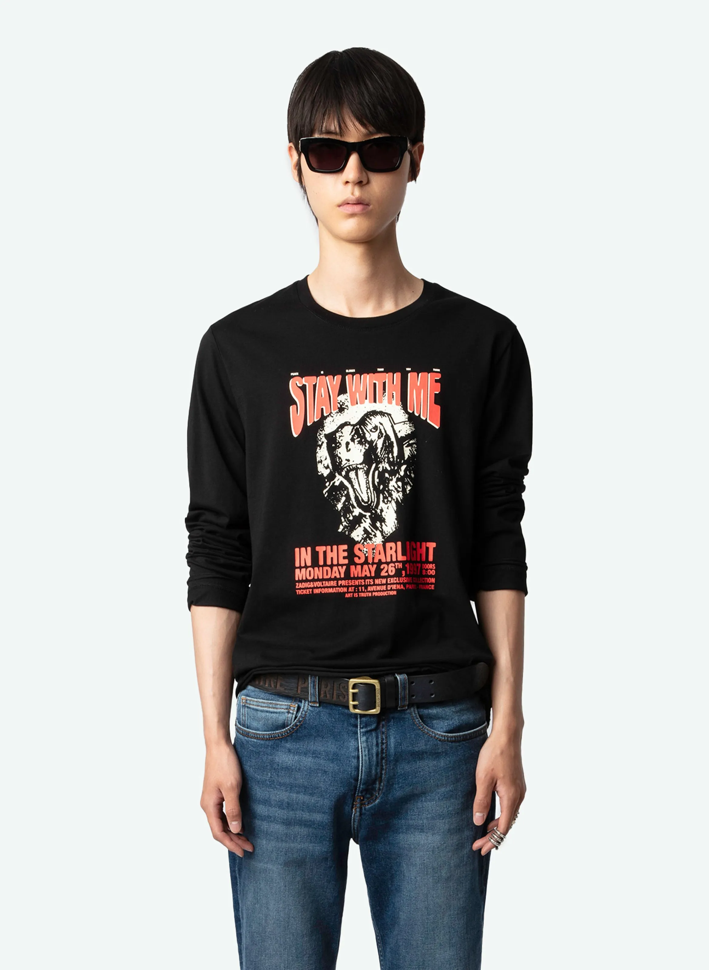  ZADIG&VOLTAIRE   HECTOR - Maglietta girocollo dritta in cotone biologico serigrafata | Nero
