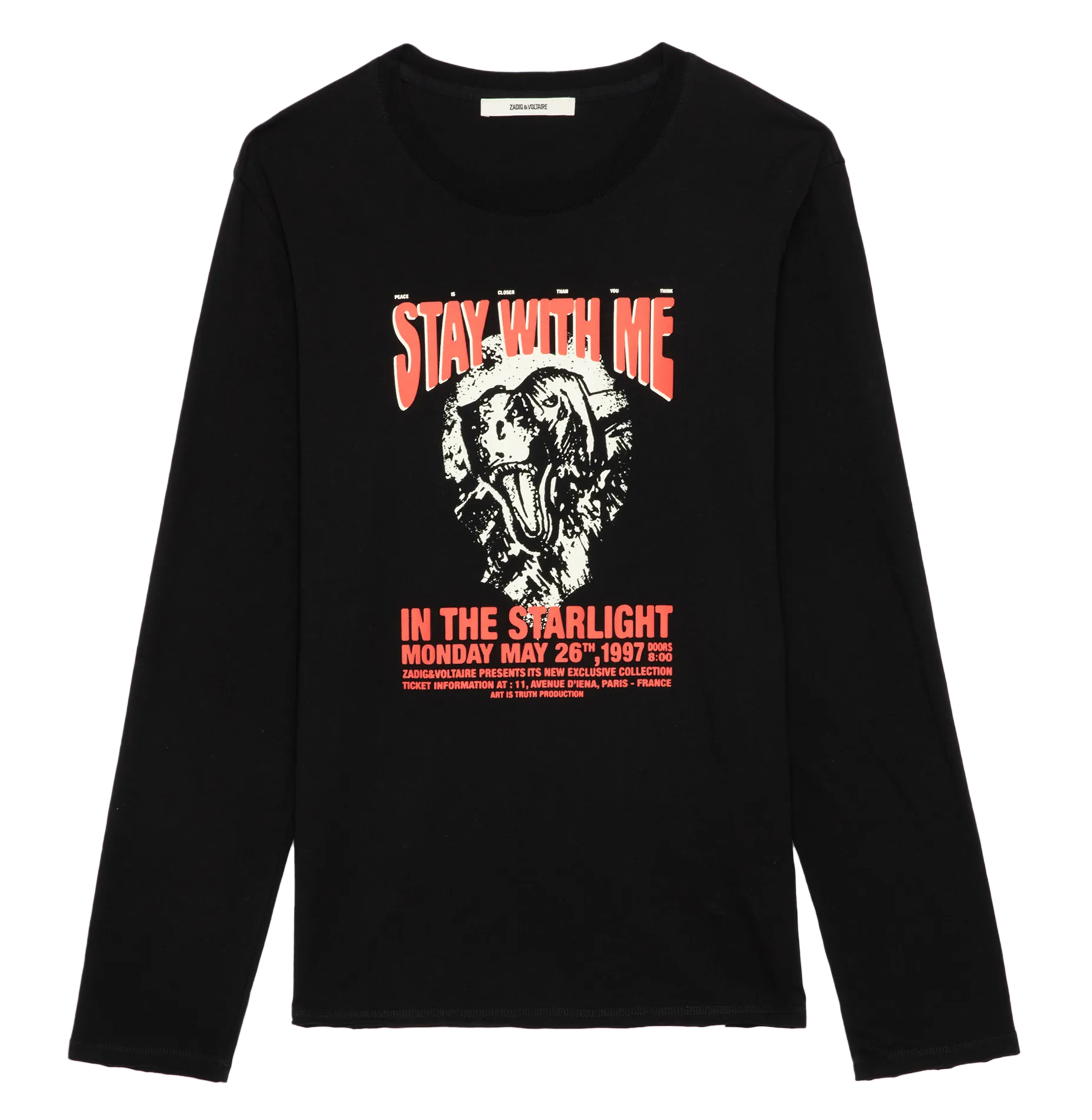  ZADIG&VOLTAIRE   HECTOR - Maglietta girocollo dritta in cotone biologico serigrafata | Nero