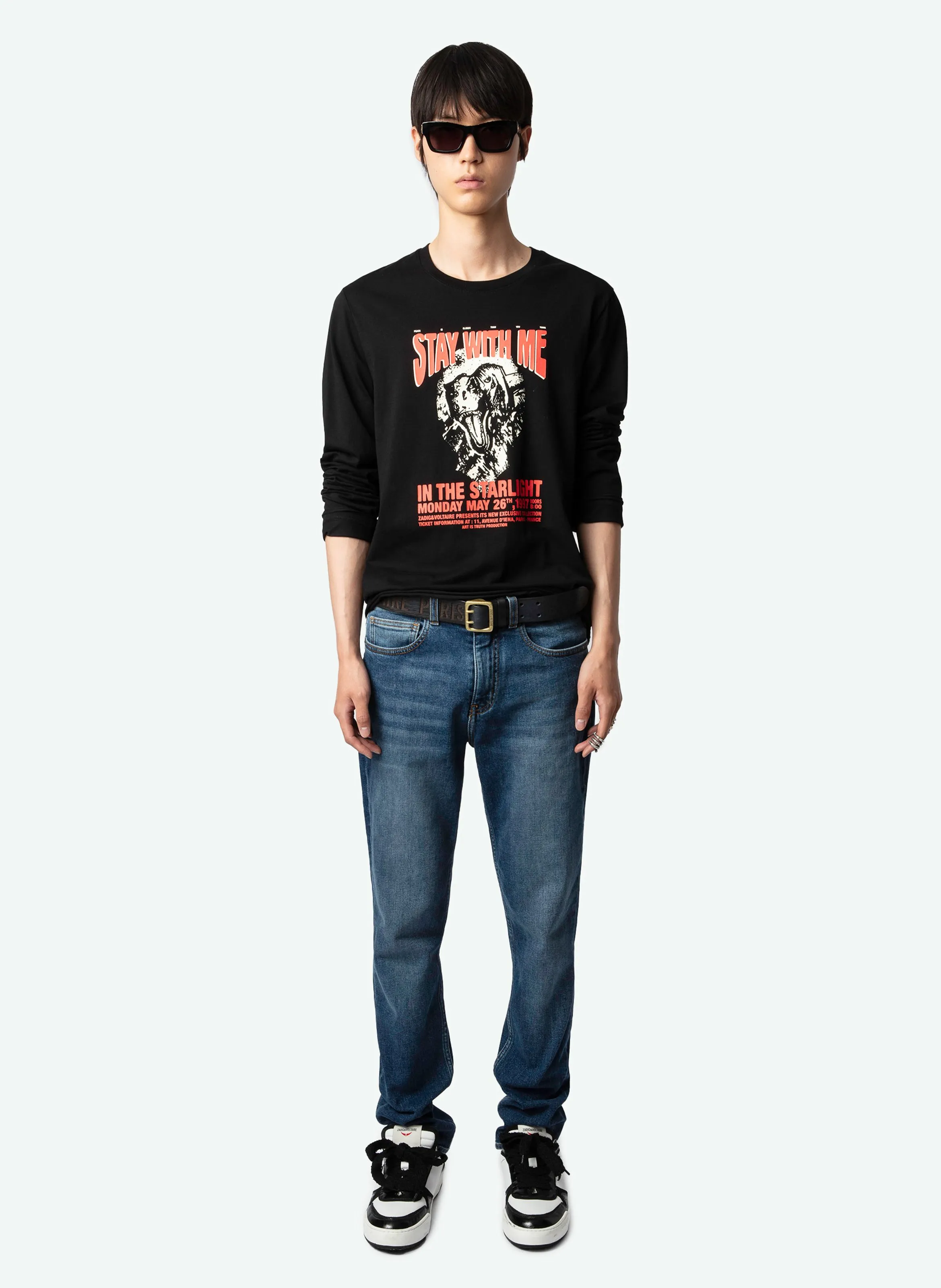  ZADIG&VOLTAIRE   HECTOR - Maglietta girocollo dritta in cotone biologico serigrafata | Nero